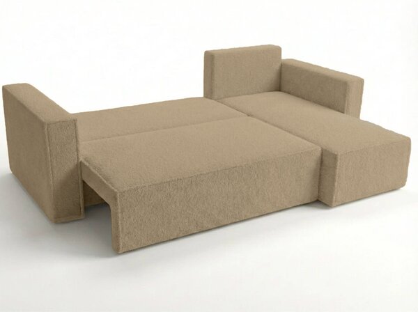 Canapea extensibila de colt SMART BOUCLE, bej inchis, reversibila, 232x143 cm