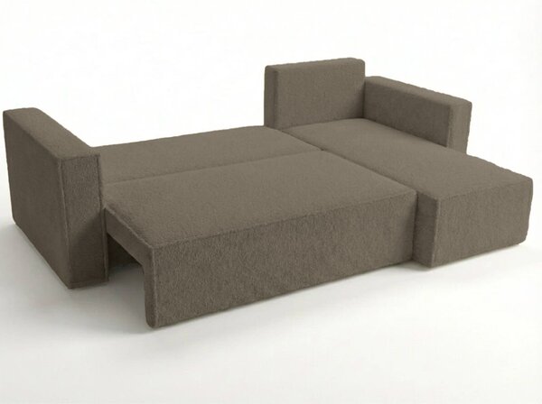 Canapea extensibila de colt SMART BOUCLE, gri-maro, reversibila, 232x143 cm