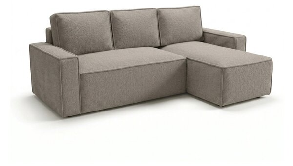 Canapea extensibila de colt SMART BOUCLE, gri-bej, reversibila, 232x143 cm