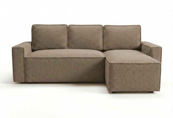 Canapea extensibila de colt SMART BOUCLE, bej inchis, reversibila, 232x143 cm