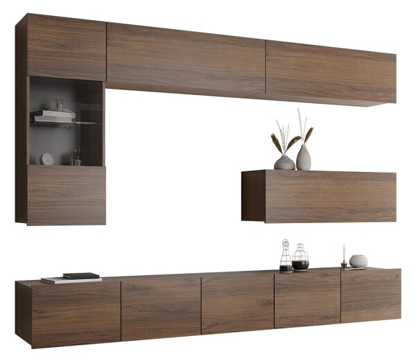 Set de living Remus IV, Nuc, Sticlă călită, PAL laminat, 106 kg