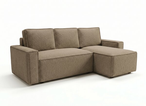 Canapea extensibila de colt SMART BOUCLE, bej inchis, reversibila, 232x143 cm