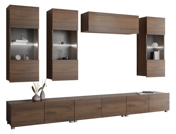 Set de living Remus XI, Nuc, Sticlă călită, PAL laminat, 130 kg