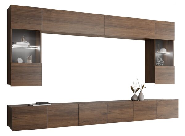 Set de living Remus I, Nuc, Sticlă călită, PAL laminat, 122 kg