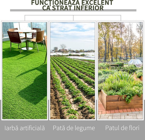 Outsunny Folie pentru Protecția Solului Drenantă și Respirabilă, 50x1 md în PP, pentru Grădina de Legume | Aosom Romania