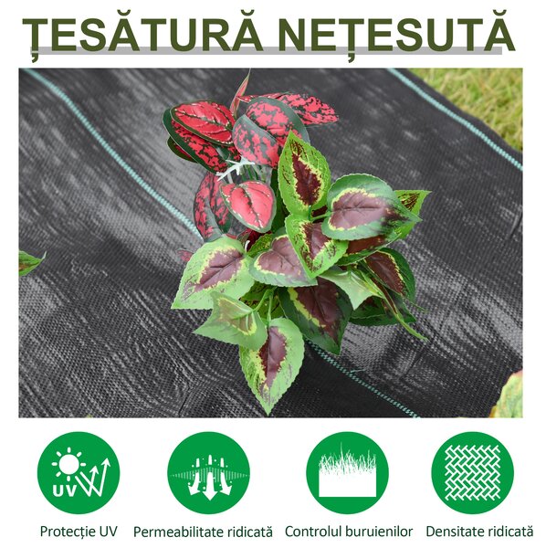 Outsunny Folie pentru Protecția Solului Drenantă și Respirabilă, 50x1 md în PP, pentru Grădina de Legume | Aosom Romania