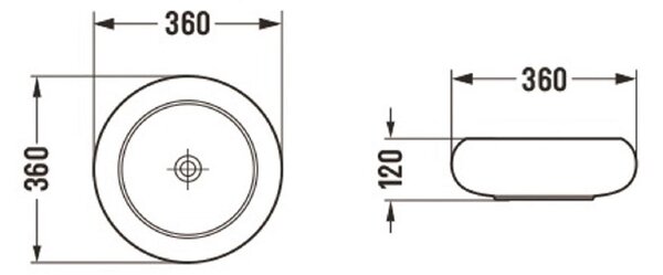 Comad Wiki lavoar 36x36 cm rotund de blat maro/bej mat UN-WIKI-MC