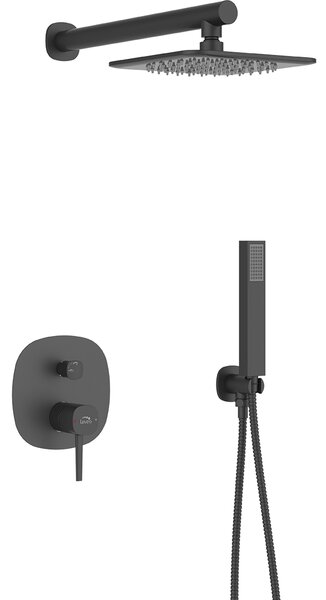 Laveo Pola set de duș ascuns cu duș de ploaie negru BAP701P