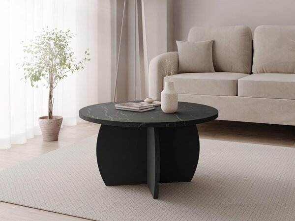 Măsuță de cafea Comfivo Pagas, Marmură neagră, Negru, PAL laminat, 40cm, 11.5 kg