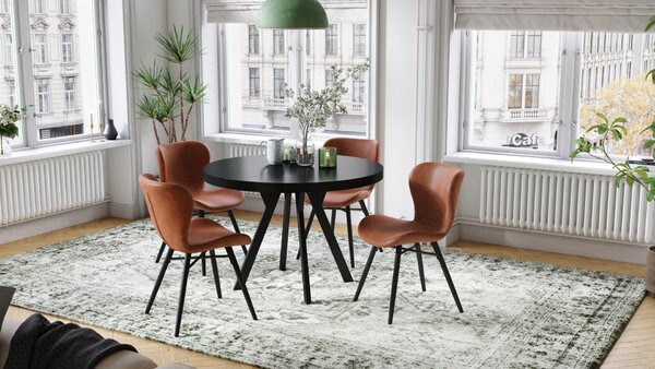 MAZZONI EXPORT ALTEA Piele ecologică Retro Brandy/picioare negre - SCAUN MODERN PENTRU LIVING/SUFRAGERIE/BUCĂTĂRIE/BIROU