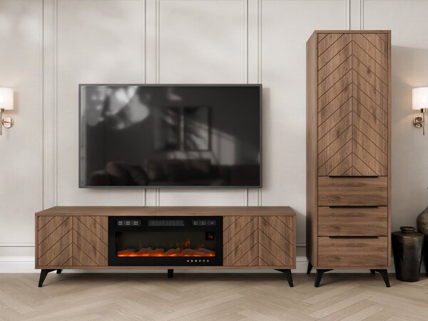 Set de living Comfivo Citrus V, Nuc, PAL laminat, Sticlă călită, MDF