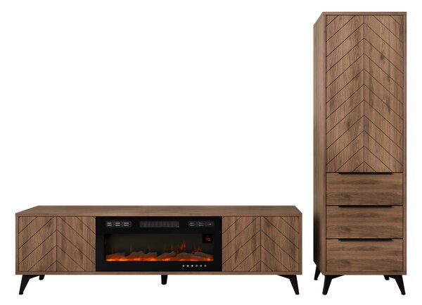Set de living Comfivo Citrus V, Nuc, PAL laminat, Sticlă călită, MDF