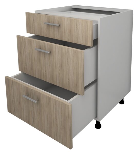 Corp haaus Lecce, 3 Sertare, Stejar Sonoma/Alb, 60 x 50 x 80 cm