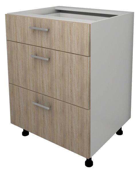 Corp haaus Lecce, 3 Sertare, Stejar Sonoma/Alb, 60 x 50 x 80 cm
