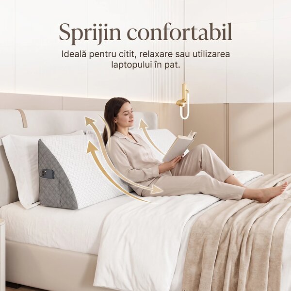 Perna triunghiulara umplere gol tablie pat catifea jacquard, Alb
