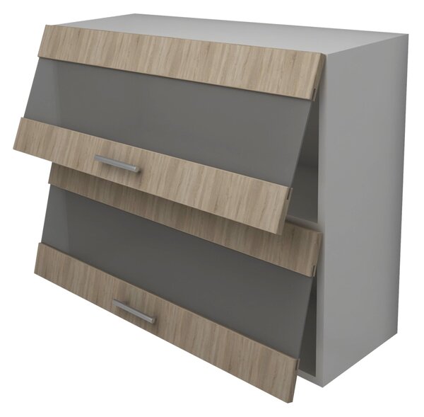 Corp haaus Lecce, 2 Usi, cu sticla, Stejar Sonoma/Alb, 80 x 30 x 65 cm