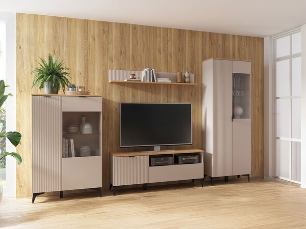 Set de living Ruvmeli 108, Cașmir, Stejar, PAL laminat