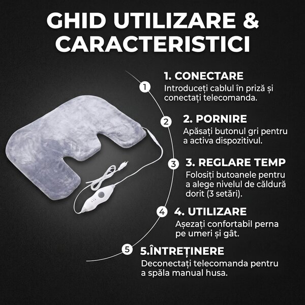 Patura electrica cu incalzire pentru gat si umeri, terapie termica, 3