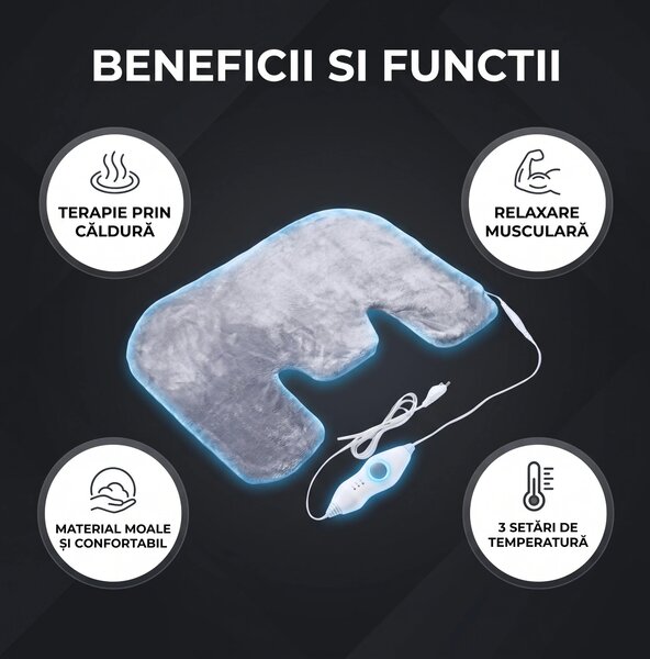 Patura electrica cu incalzire pentru gat si umeri, terapie termica, 3