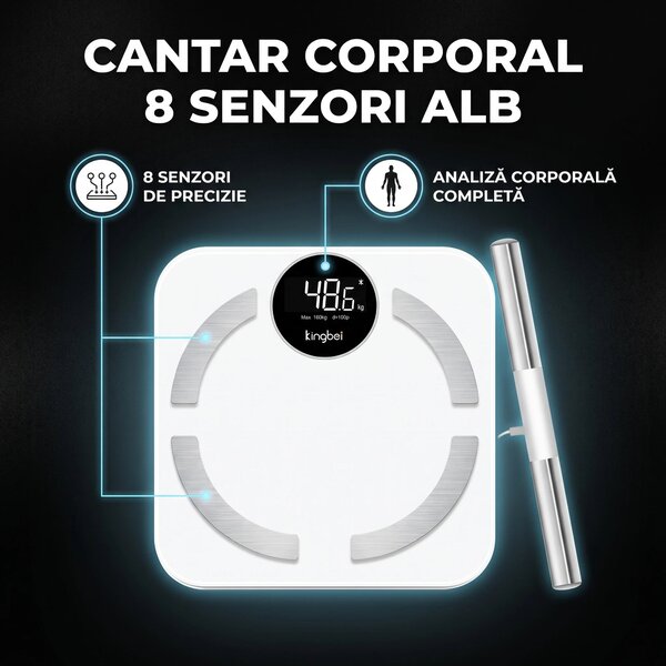 Cantar inteligent analiza corporala, 8 senzori, aplicatie mobila ORTO