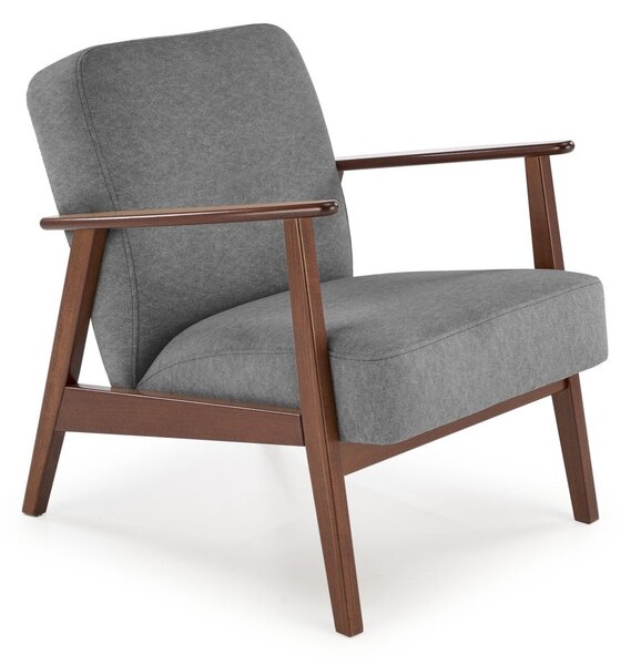 Fotoliu Houston 2116, Gri, Nuc închis, Tapiterie, 77x65x77cm, 14.5 kg, Lemn: Fag