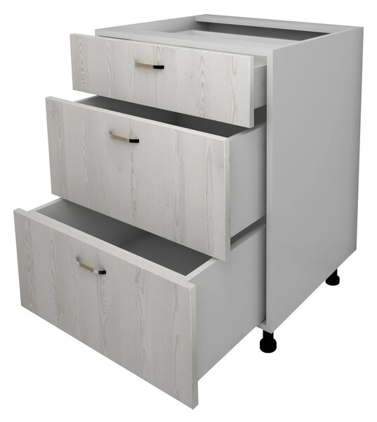 Corp haaus Lecce, 3 Sertare, Pin Alb/Alb, 60 x 50 x 80 cm