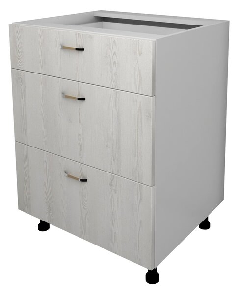 Corp haaus Lecce, 3 Sertare, Pin Alb/Alb, 60 x 50 x 80 cm
