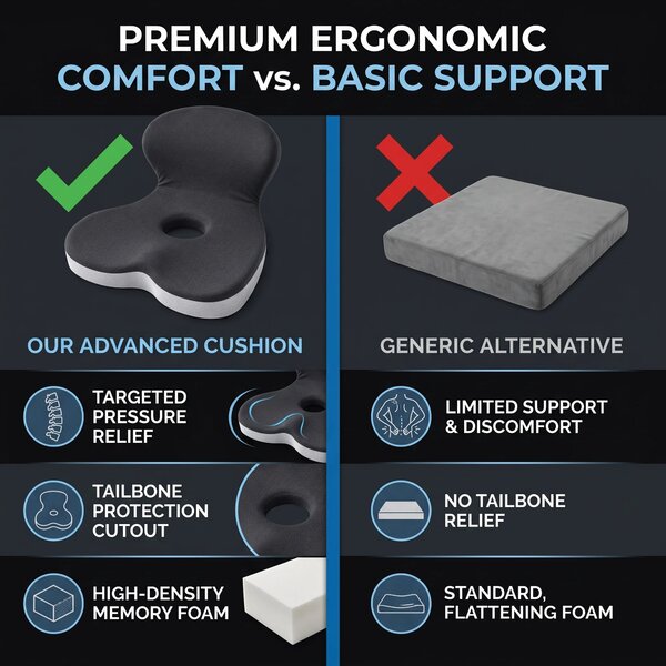 Perna ortopedica 2-in-1 sezut + suport lombar, forma L, memory foam, G