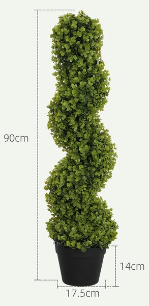 HOMCOM Plantă Artificială Eucalipt Spiralat cu Ghiveci Inclus Rezistent la Raze UV, Ø17,5x90 cm, Verde | Aosom Romania