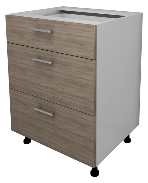 Corp haaus Lecce, 3 Sertare, Stejar Sonoma Inchis/Alb, 60 x 50 x 80 cm