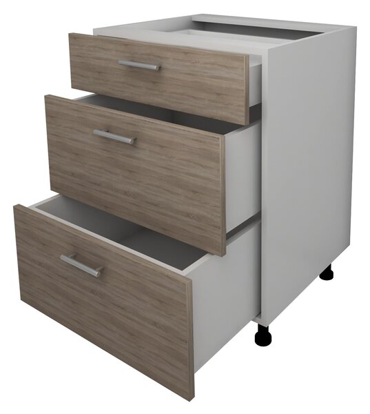Corp haaus Lecce, 3 Sertare, Stejar Sonoma Inchis/Alb, 60 x 50 x 80 cm