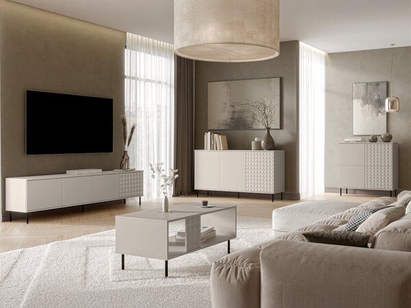 Set de living Tempus, Cașmir, Negru, PAL laminat, MDF