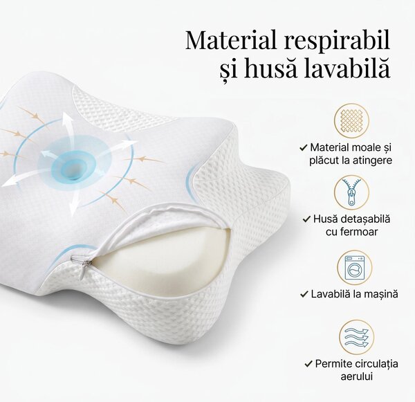 Perna cervicala ortopedica CERVI-SAN Relax, memory foam pentru gat si
