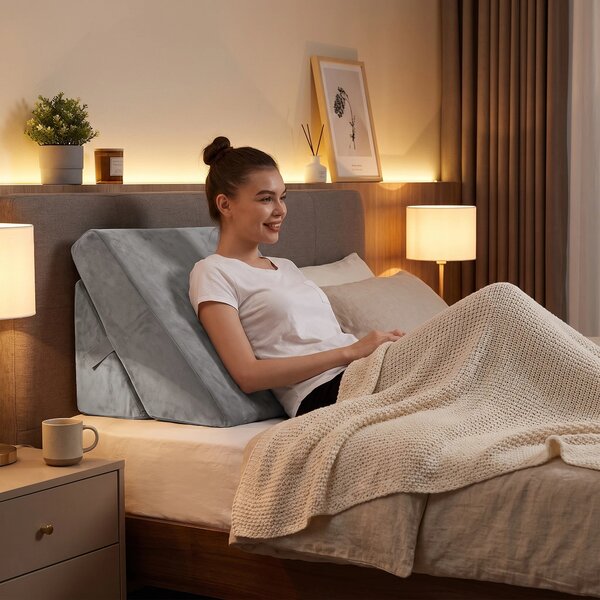 Perna sprijin inclinata reglabila 22-30 cm, memory foam, husa catifea