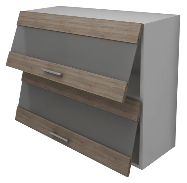 Corp haaus Lecce, 2 Usi, cu sticla, Stejar Sonoma Inchis/Alb, 80 x 30 x 65 cm