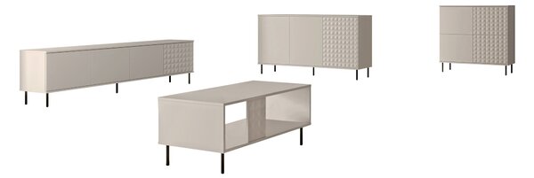 Set de living Tempus, Cașmir, Negru, PAL laminat, MDF