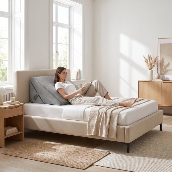 Perna sprijin inclinata reglabila 22-30 cm, memory foam, husa catifea