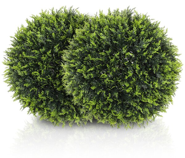 HOMCOM Set de 2 Plante Artificiale Sferice de Cedru, Plante Fictive Anti-UV, Ø45 cm, Verde | Aosom Romania