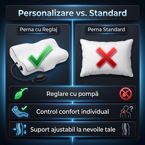 Perna cervicala ortopedica CERVI-SAN Ortho reglabila memory foam, husa