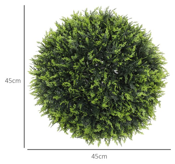 HOMCOM Set de 2 Plante Artificiale Sferice de Cedru, Plante Fictive Anti-UV, Ø45 cm, Verde | Aosom Romania