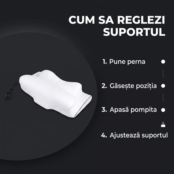 Perna cervicala ortopedica CERVI-SAN Ortho reglabila memory foam, husa