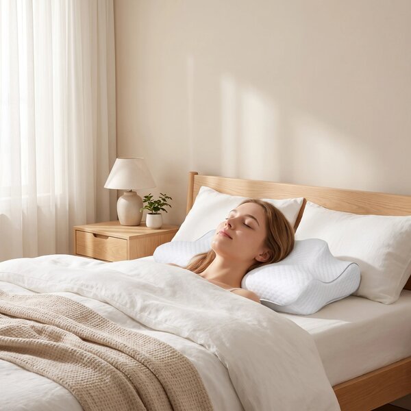 Perna cervicala ortopedica CERVI-SAN Ortho reglabila memory foam, husa