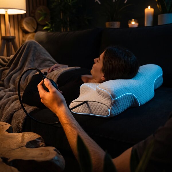 Perna cervicala ortopedica CERVI-SAN Ortho reglabila memory foam, husa
