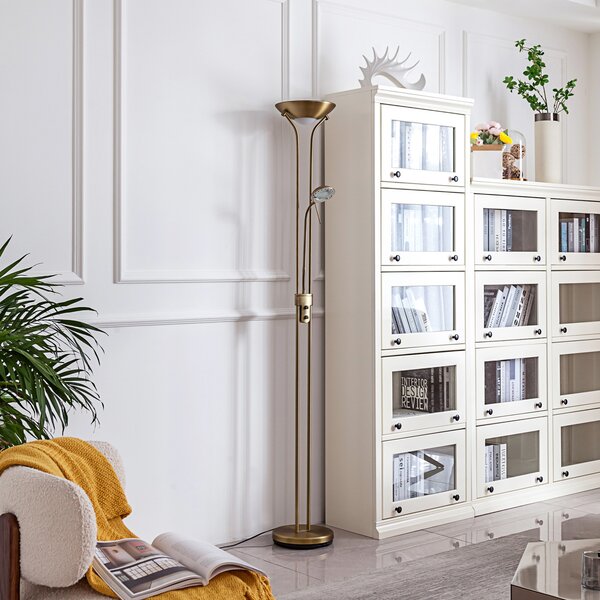 Lindby LED lampă de podea Josefin, bronz, lumină lectură, dimabil, reglabil, Bronz / Alamă Veche, Camera de zi / sufragerie, Metal, Modern, Lumină de lectură