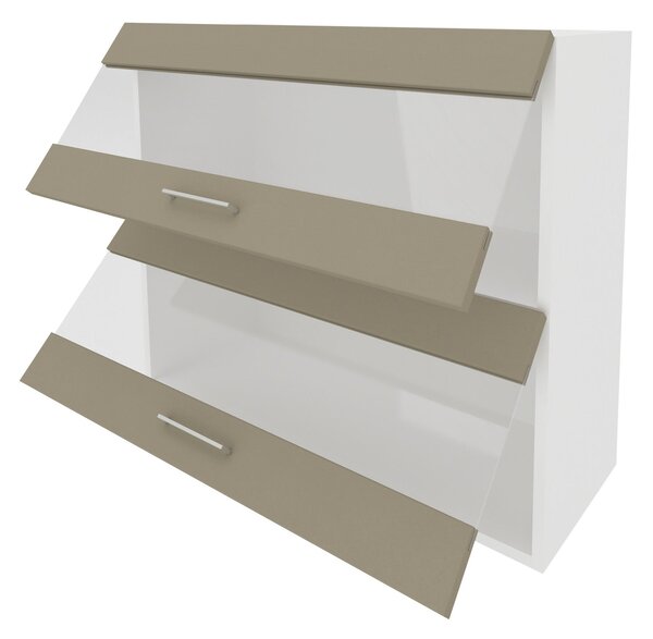 Corp haaus Lecce, 2 Usi, cu sticla, Taupe/Alb, 80 x 30 x 65 cm