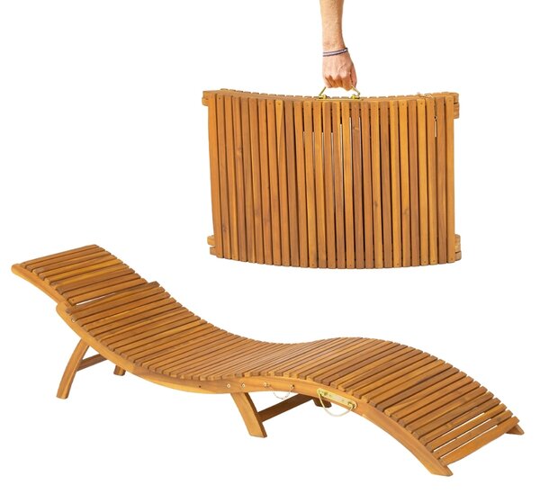 Șezlong de grădină FLORIDA, pliabil, 57x190x51cm, natur maro Casaria