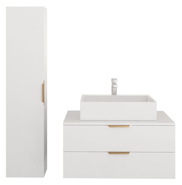 Set baie Comfivo Unitas III, Auriu, Alb, PAL laminat