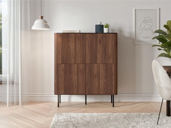 Bufet Miravio 101, Nuc, Marmură neagră, MDF, PAL laminat, 116x100x40cm, 48 kg