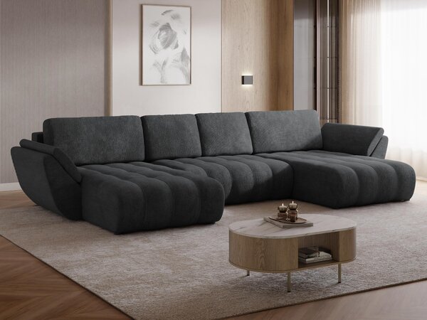 Colțar Circum I, Funcția de dormit, Spațiu de depozitare, 383x195x86cm, 183 kg, Picioare: Plastic, Lemn: Pin