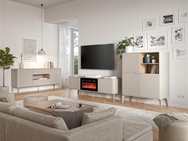 Set de living Etcamo 105, Stejar Cremona, Cașmir, PAL laminat, MDF